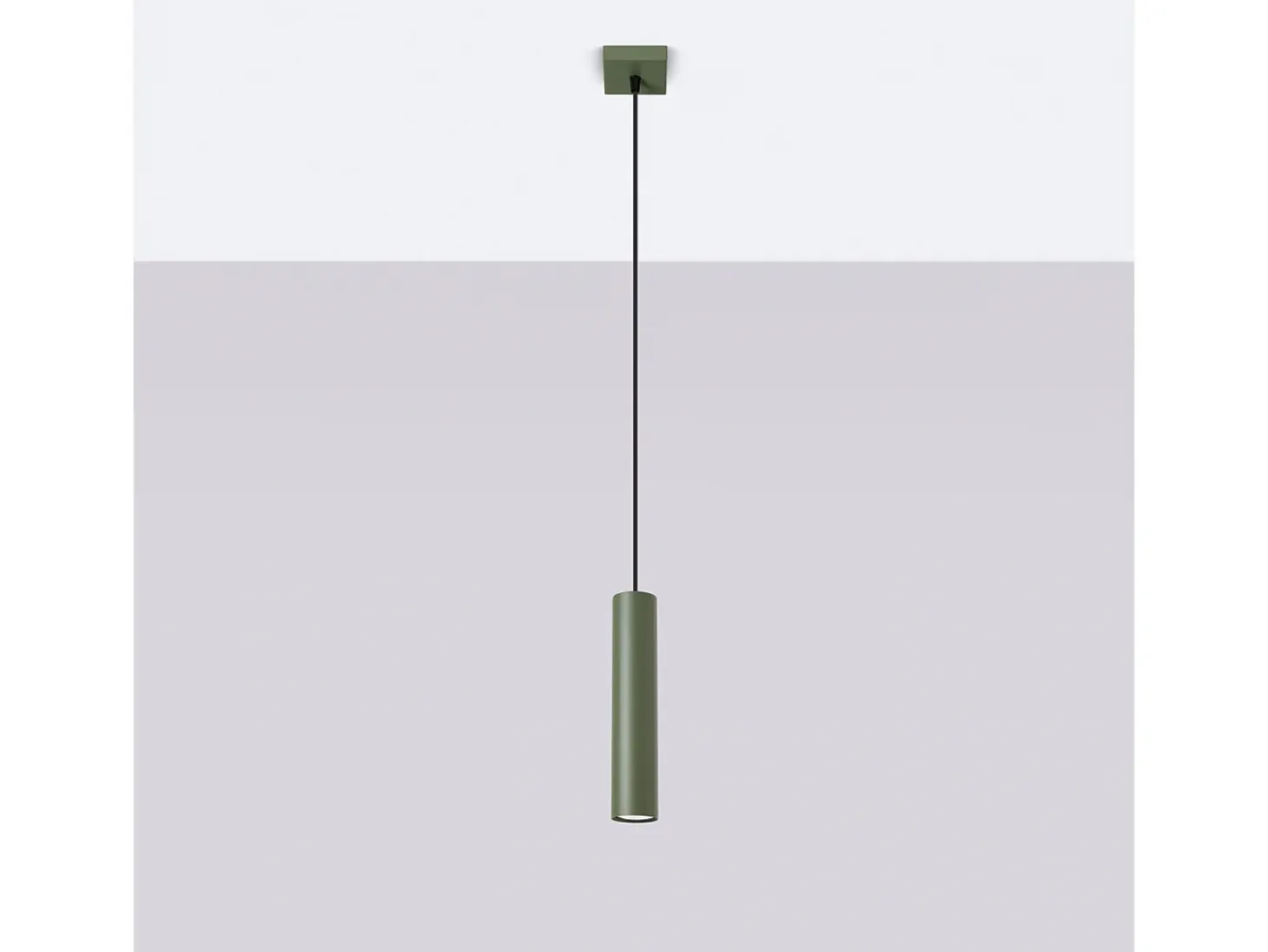 Lámpara colgante Toris desván de acero - 1 fuentes luminosas 3000K - L.8 x A.118 cm - verde oliva