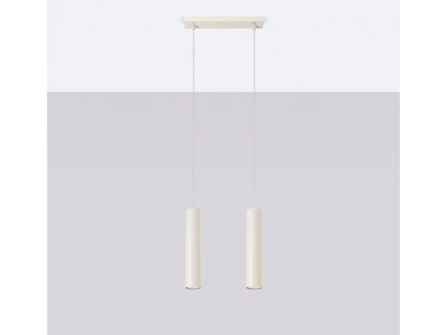 Lámpara colgante Toris desván de acero - 2 fuentes luminosas 3000K - L.30 x A.105 cm - beige