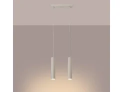 Lámpara colgante Toris desván de acero - 2 fuentes luminosas 4000K - L.30 x A.105 cm - beige