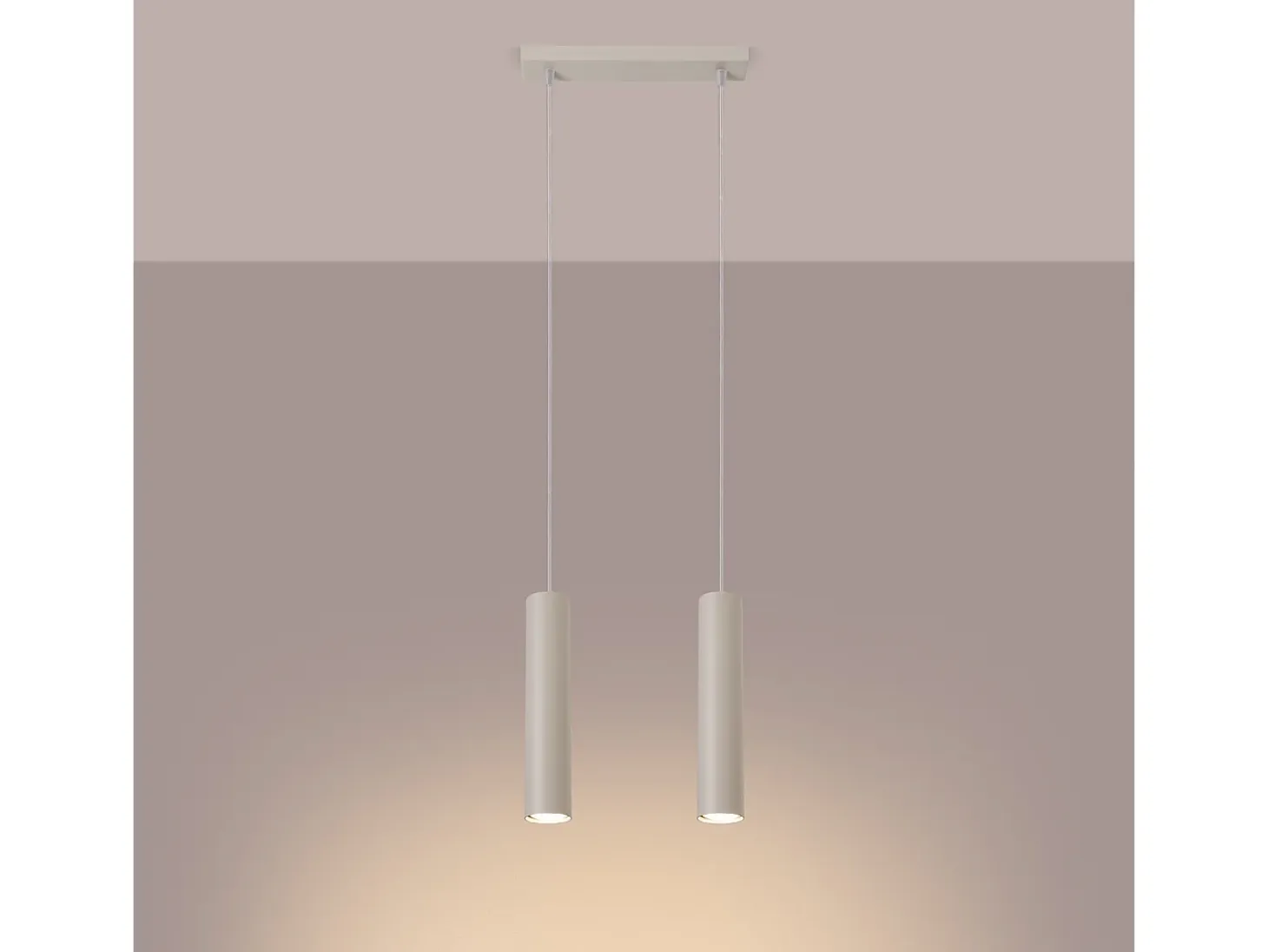 Lámpara colgante Toris desván de acero - 2 fuentes luminosas 4000K - L.30 x A.105 cm - beige