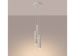 Lámpara colgante Toris desván de acero - 3 fuentes luminosas 4000K - L.19,5 x A.108 cm - beige