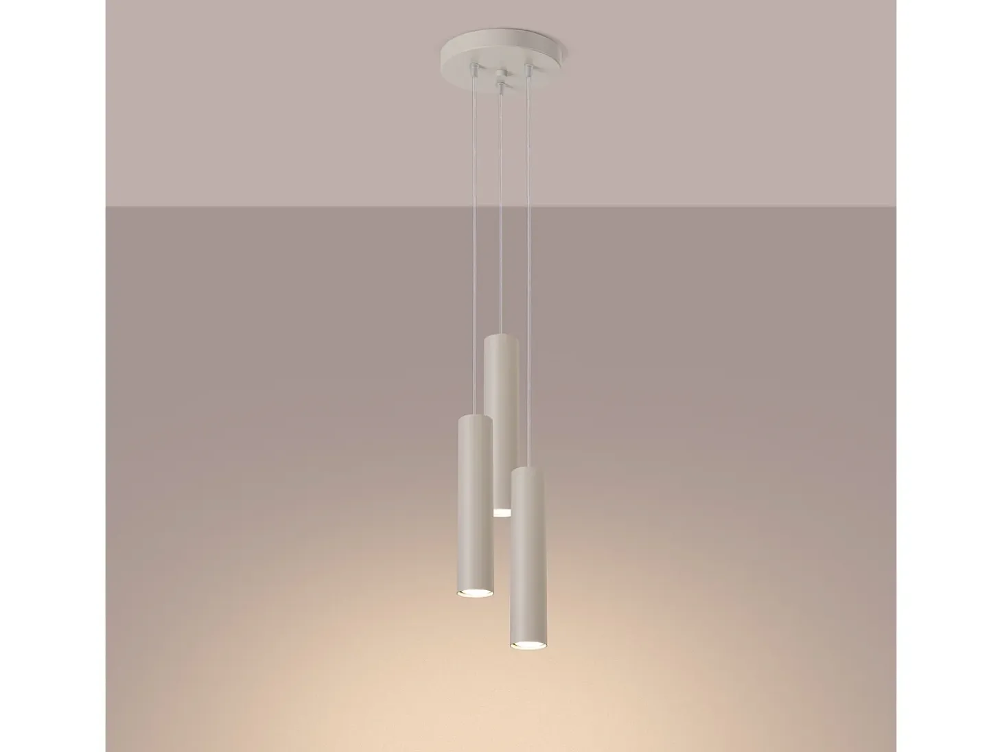 Lámpara colgante Toris desván de acero - 3 fuentes luminosas 4000K - L.19,5 x A.108 cm - beige