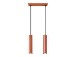 Lámpara colgante Toris desván de acero - 2 fuentes luminosas 4000K - L.30 x A.105 cm - ocre rojo