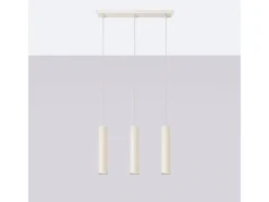 Lámpara colgante Toris desván de acero - 3 fuentes luminosas 3000K - L.45 x A.98 cm - beige