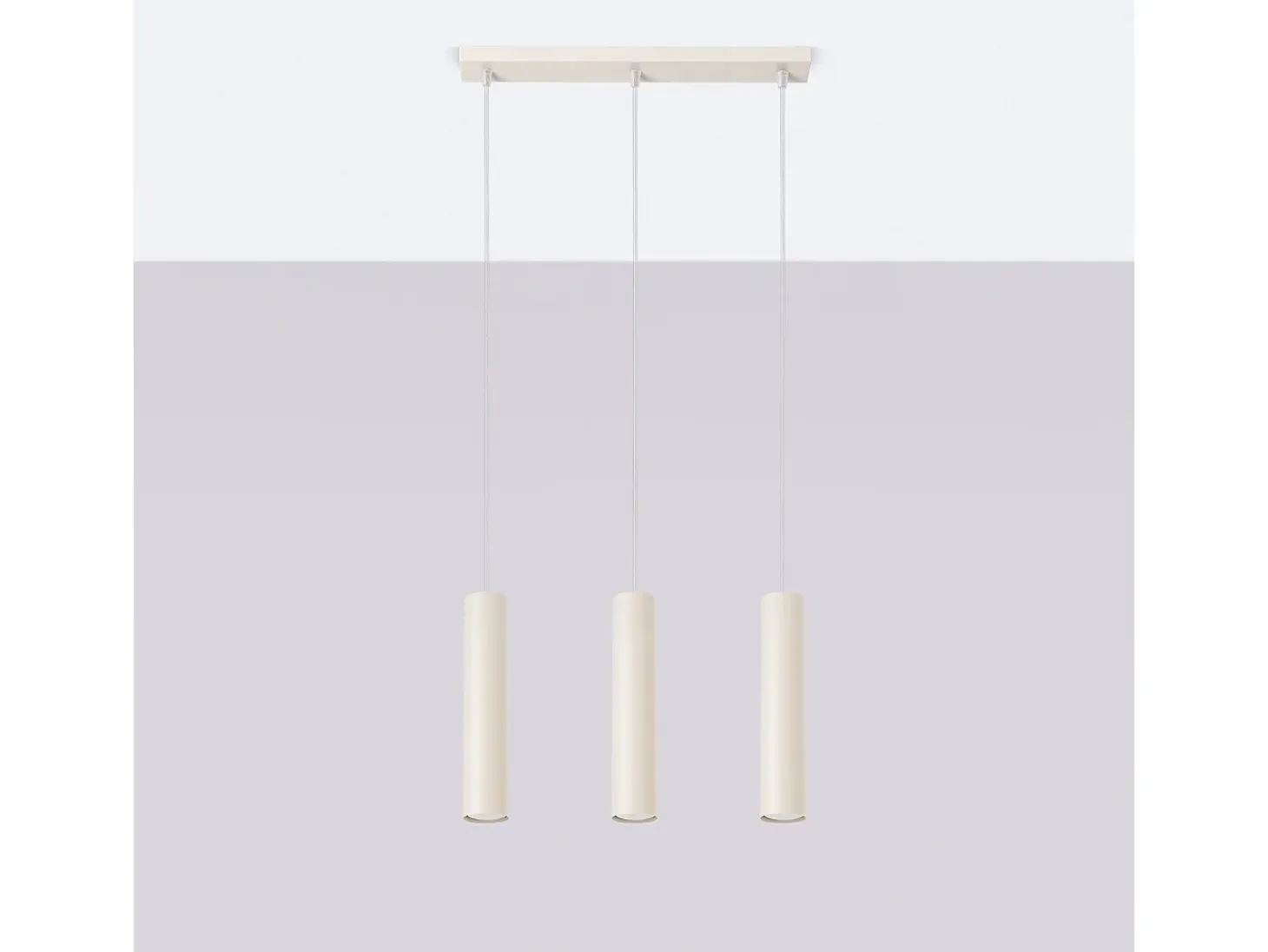 Lámpara colgante Toris desván de acero - 3 fuentes luminosas 3000K - L.45 x A.98 cm - beige