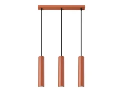 Lámpara colgante Toris desván de acero - 3 fuentes luminosas 4000K - L.45 x A.98 cm - ocre rojo