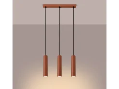 Lámpara colgante Toris desván de acero - 3 fuentes luminosas 4000K - L.45 x A.98 cm - ocre rojo