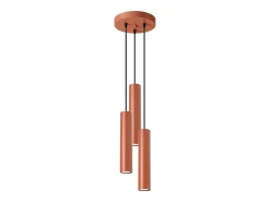 Lámpara colgante Toris desván de acero - 3 fuentes luminosas 4000K - L.19,5 x A.108 cm - ocre rojo