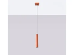Lámpara colgante Toris desván de acero - 1 fuentes luminosas 3000K - L.8 x A.118 cm - ocre rojo