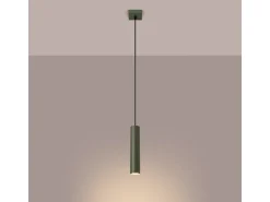 Lámpara colgante Toris desván de acero - 1 fuentes luminosas 4000K - L.8 x A.118 cm - verde oliva