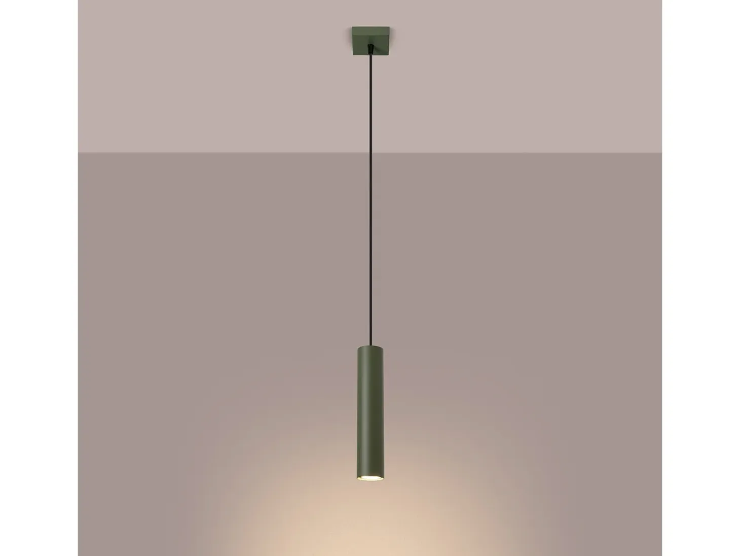 Lámpara colgante Toris desván de acero - 1 fuentes luminosas 4000K - L.8 x A.118 cm - verde oliva