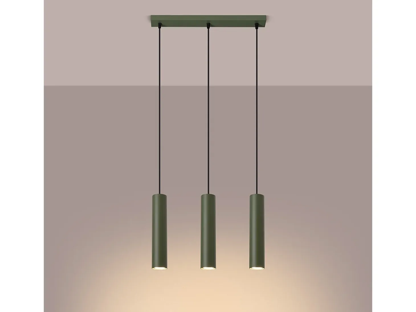 Lámpara colgante Toris desván de acero - 3 fuentes luminosas 4000K - L.45 x A.98 cm - verde oliva