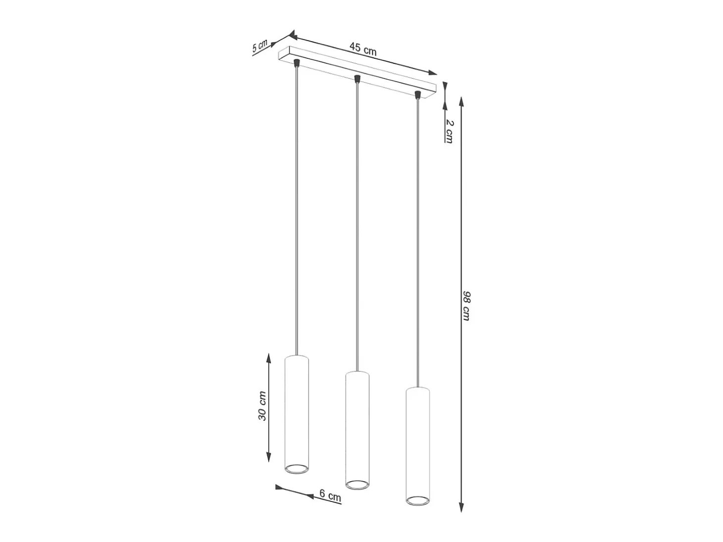 Lámpara colgante Toris desván de acero - 3 fuentes luminosas 4000K - L.45 x A.98 cm - verde oliva