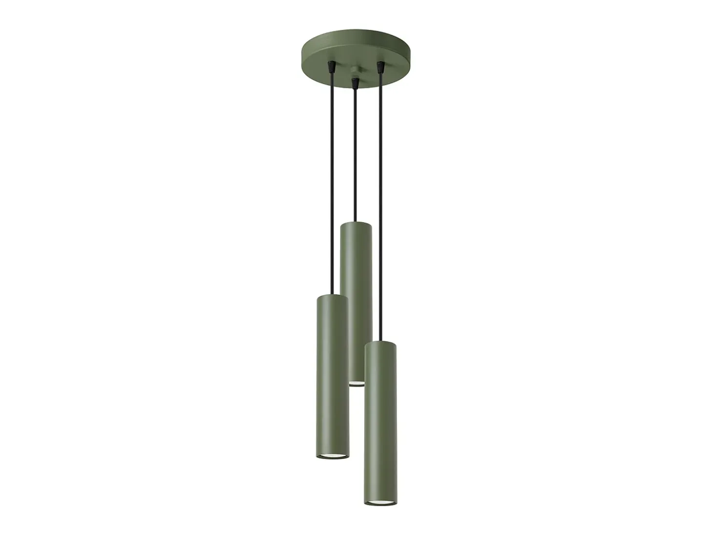 Lámpara colgante Toris desván de acero - 3 fuentes luminosas 3000K - L.19,5 x A.108 cm - verde oliva