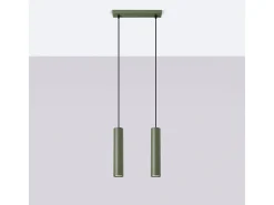 Lámpara colgante Toris desván de acero - 2 fuentes luminosas 3000K - L.30 x A.105 cm - verde oliva