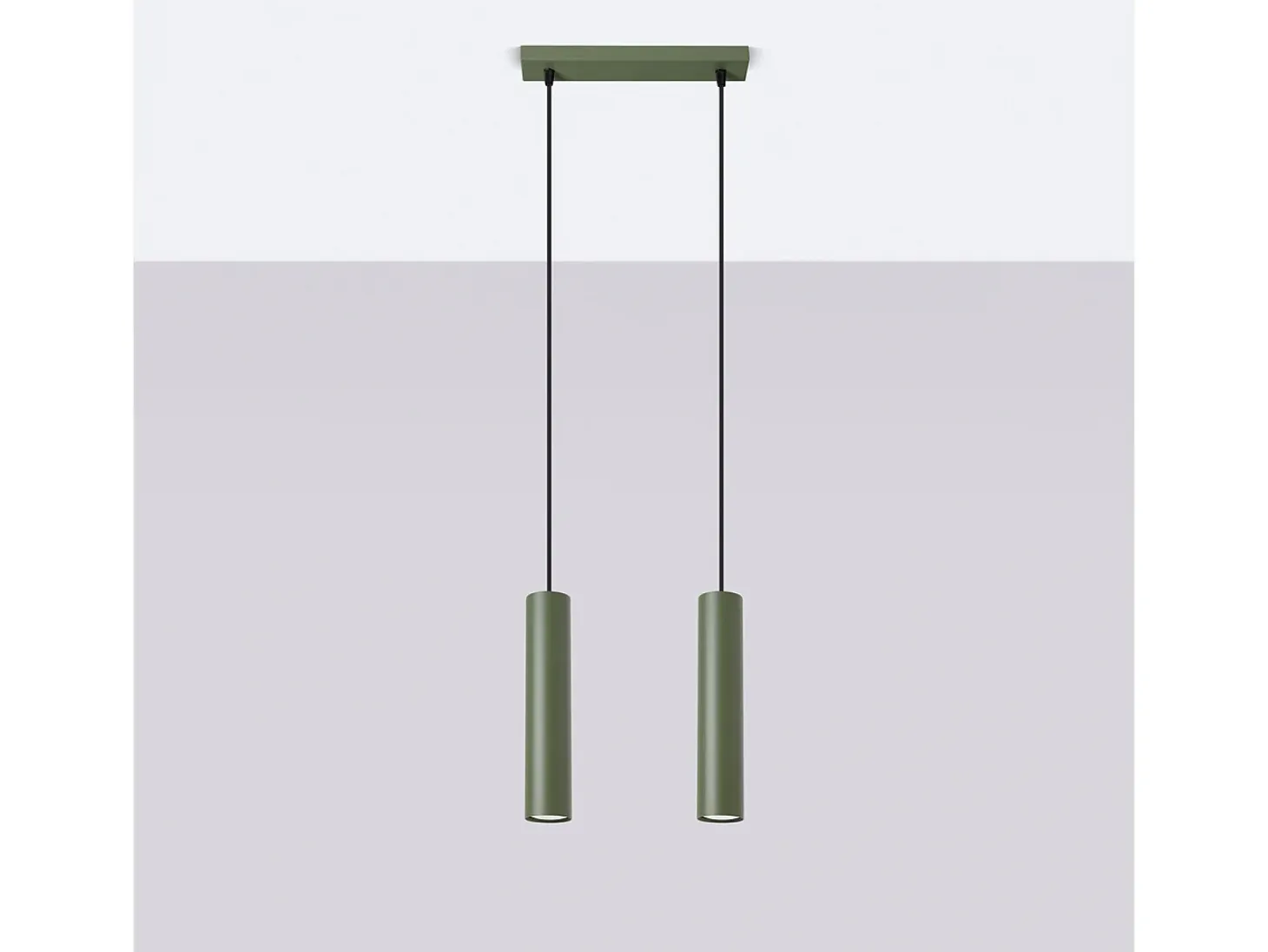Lámpara colgante Toris desván de acero - 2 fuentes luminosas 3000K - L.30 x A.105 cm - verde oliva