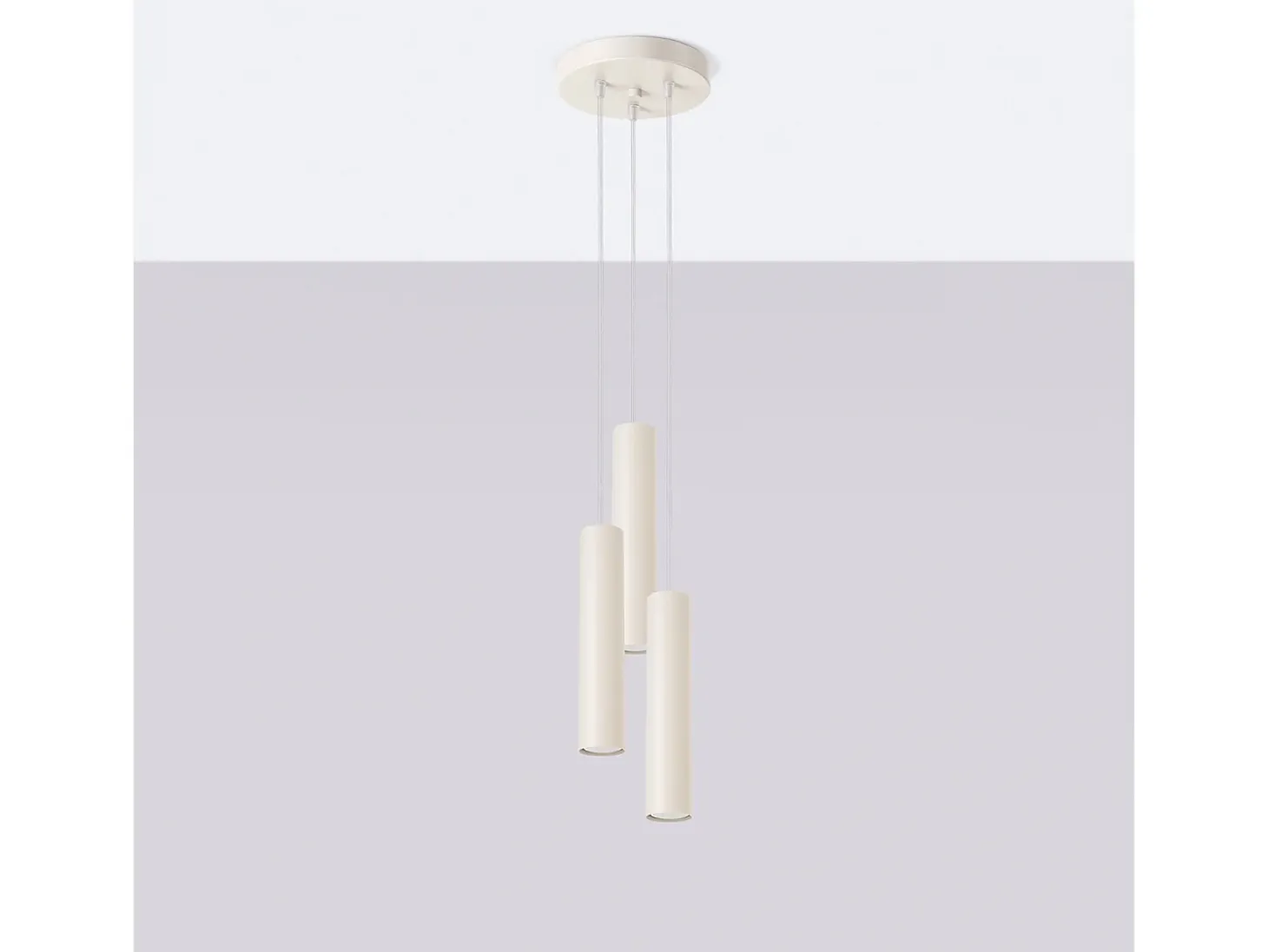 Lámpara colgante Toris desván de acero - 3 fuentes luminosas 3000K - L.19,5 x A.108 cm - beige