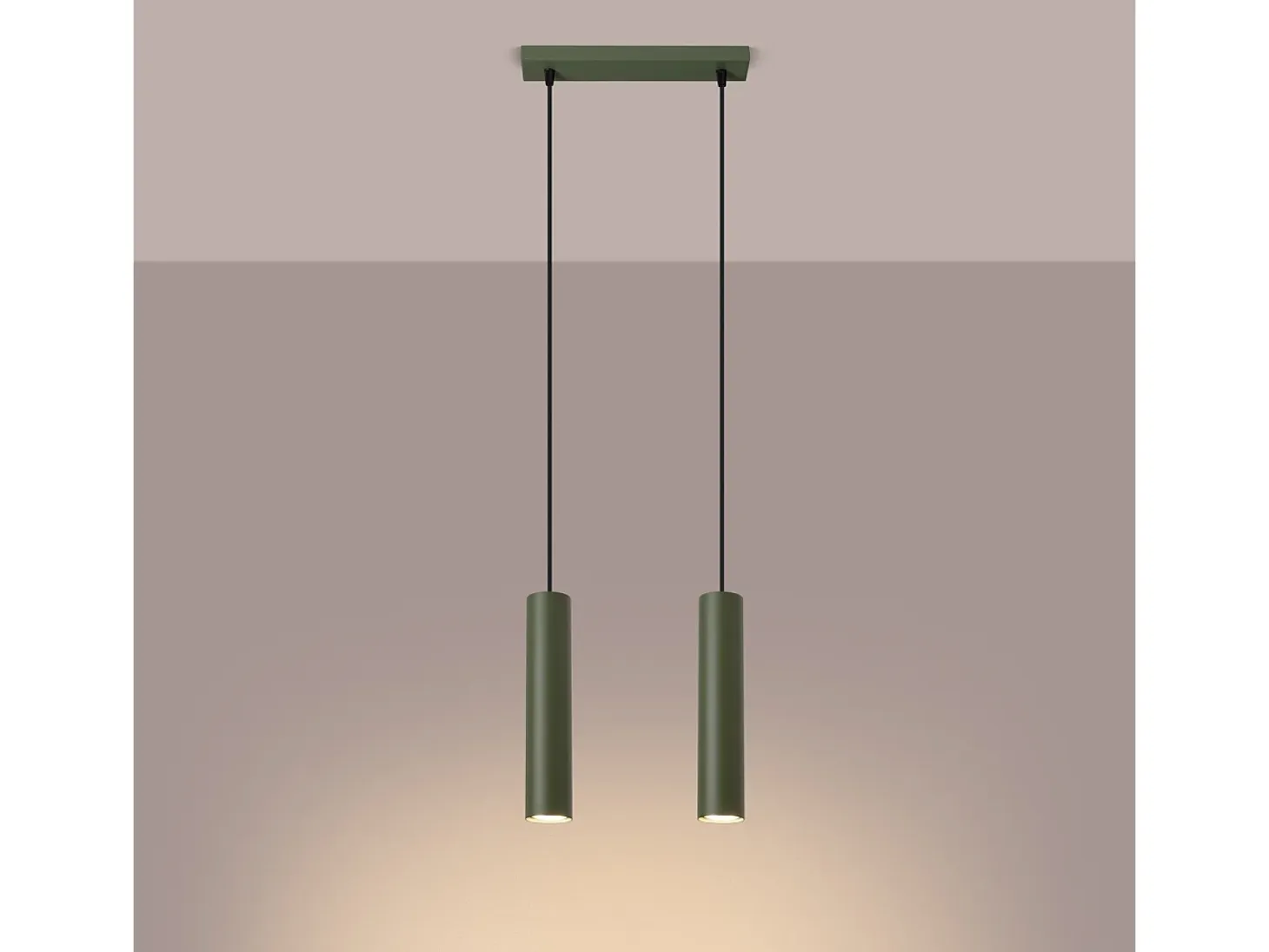 Lámpara colgante Toris desván de acero - 2 fuentes luminosas 4000K - L.30 x A.105 cm - verde oliva