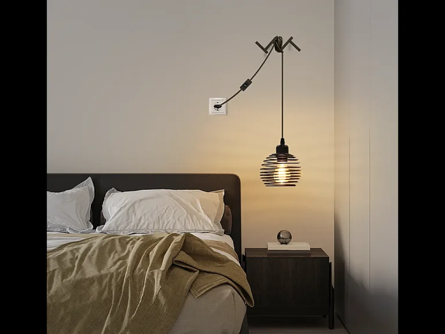 Lámpara colgante vintage Nettlife de 1 luz: lámpara colgante industrial negra con cable de 4,5 m, enchufe e interruptor, casquillo E27.