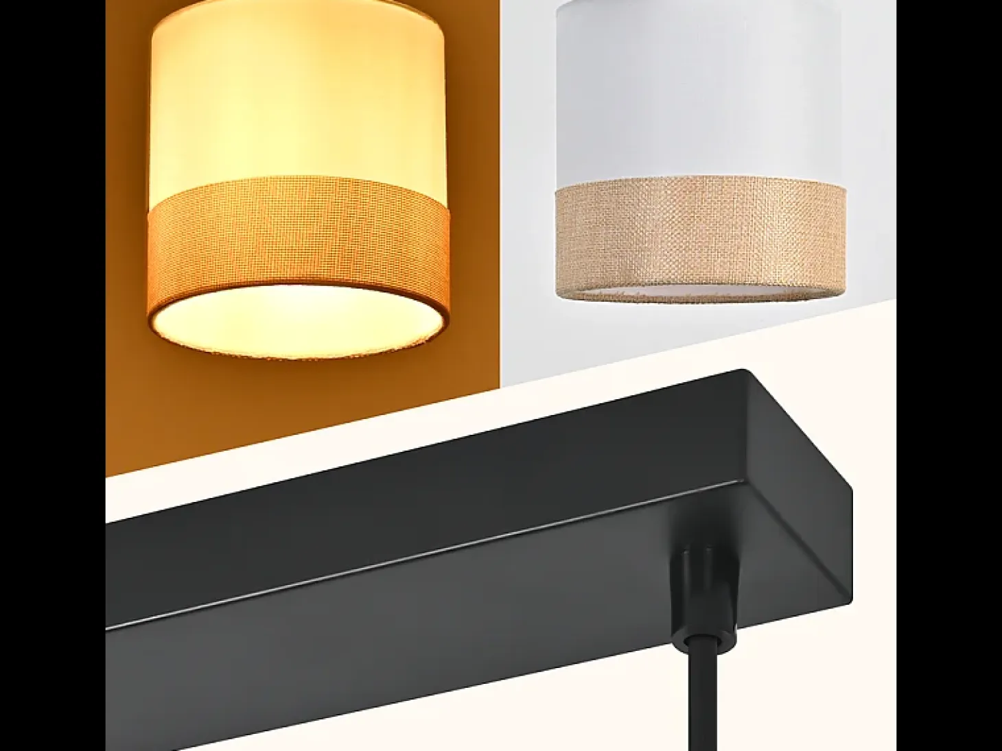Lámpara colgante vintage Nettlife para mesa de comedor - Lámpara de araña de tela de 4 luces E27, iluminación retro ajustable (bombillas no incluidas)