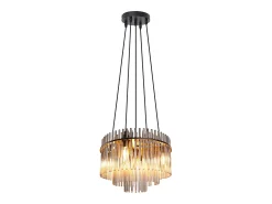 Lámpara colgante vintage Nettlife negra, 5 lámparas de cristal, casquillo E14, Ø 40 cm, para mesa, salón, bar (sin bombillas).