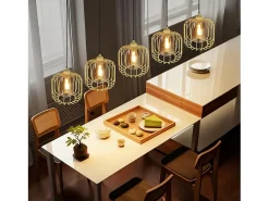 Lámpara colgante vintage Nettlife de 5 luces, de cristal y metal, para comedor, estilo retro, con casquillo E27 y altura ajustable (bombillas no incluidas).