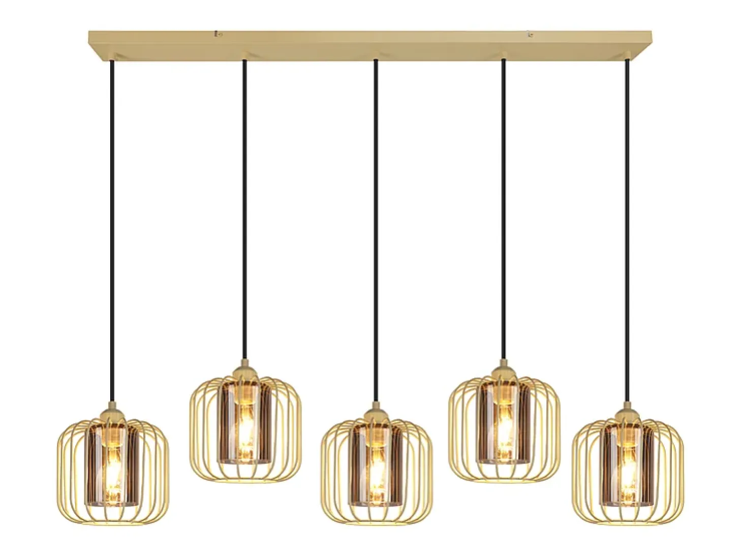 Lámpara colgante vintage Nettlife de 5 luces, de cristal y metal, para comedor, estilo retro, con casquillo E27 y altura ajustable (bombillas no incluidas).