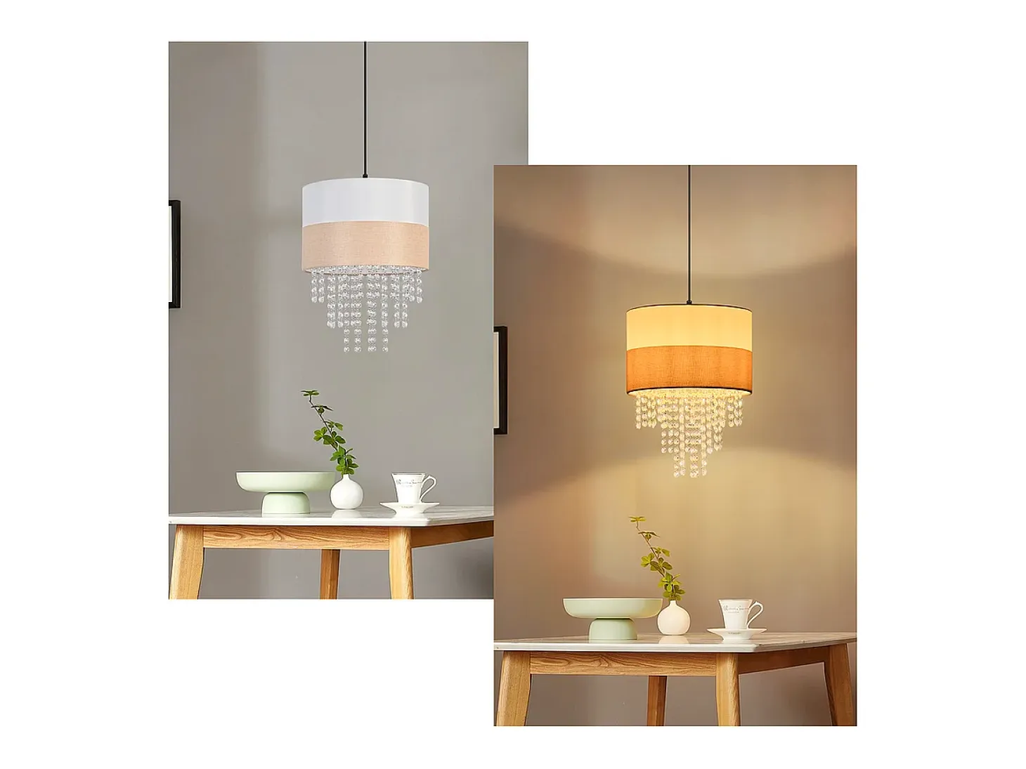 Lámpara colgante vintage Nettlife para mesa de comedor - Lámpara de araña con 1 lámpara de tela de cristal, E27, iluminación retro ajustable (bombilla no incluida)