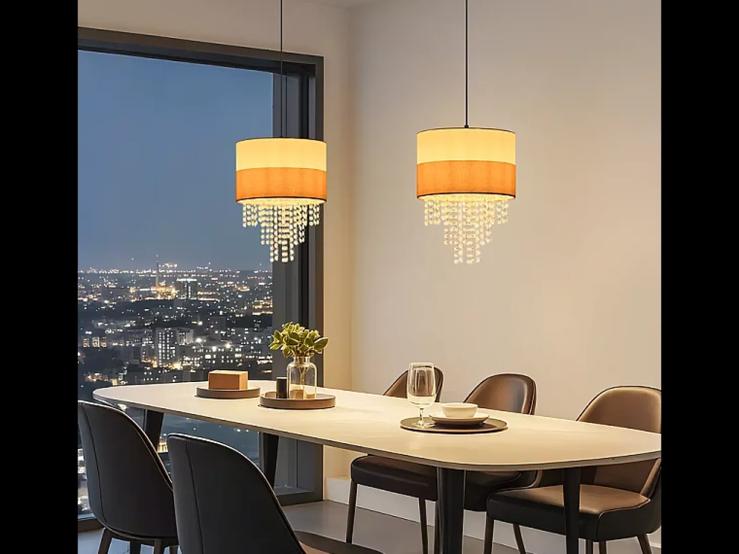 Lámpara colgante vintage Nettlife para mesa de comedor - Lámpara de araña con 1 lámpara de tela de cristal, E27, iluminación retro ajustable (bombilla no incluida)