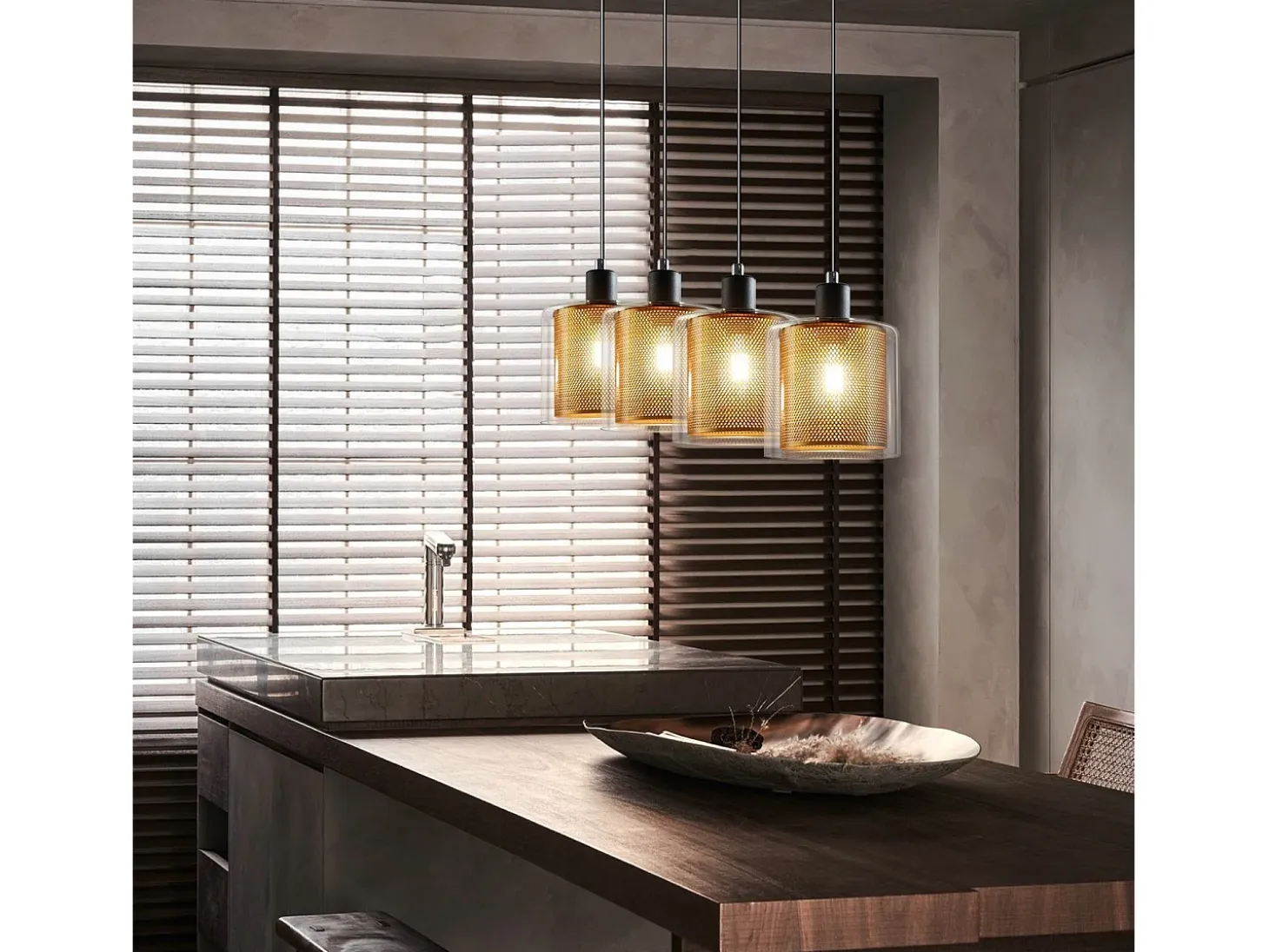 Lámpara colgante vintage NETTLIFE para salón dorada, 3 bombillas E14, cristal industrial, ALTURA REGULABLE