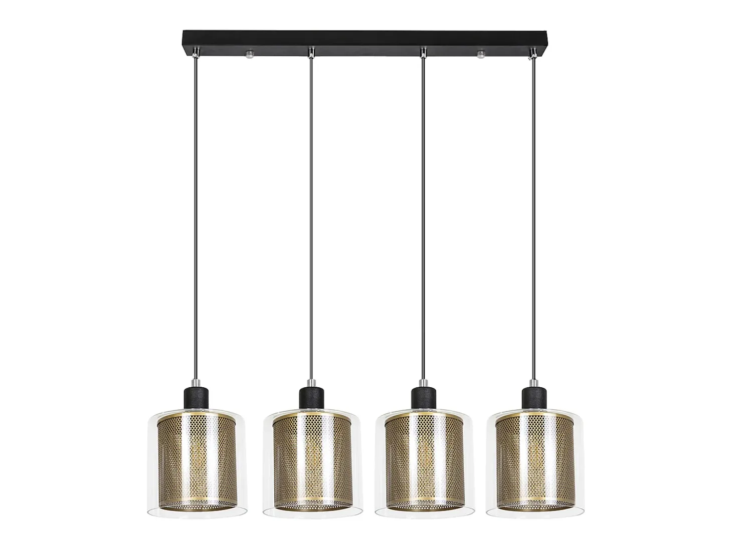 Lámpara colgante vintage NETTLIFE para salón dorada, 3 bombillas E14, cristal industrial, ALTURA REGULABLE