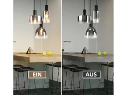 Lámpara colgante vintage para mesa de comedor, de cristal gris ahumado, E27, altura ajustable para sala de estar