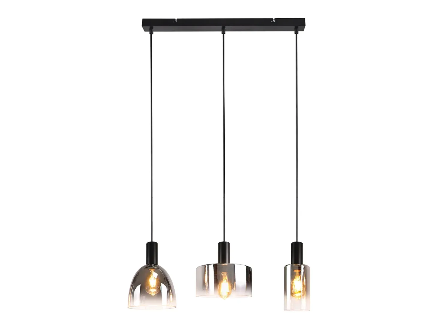 Lámpara colgante vintage para mesa de comedor, de cristal gris ahumado, E27, altura ajustable para sala de estar