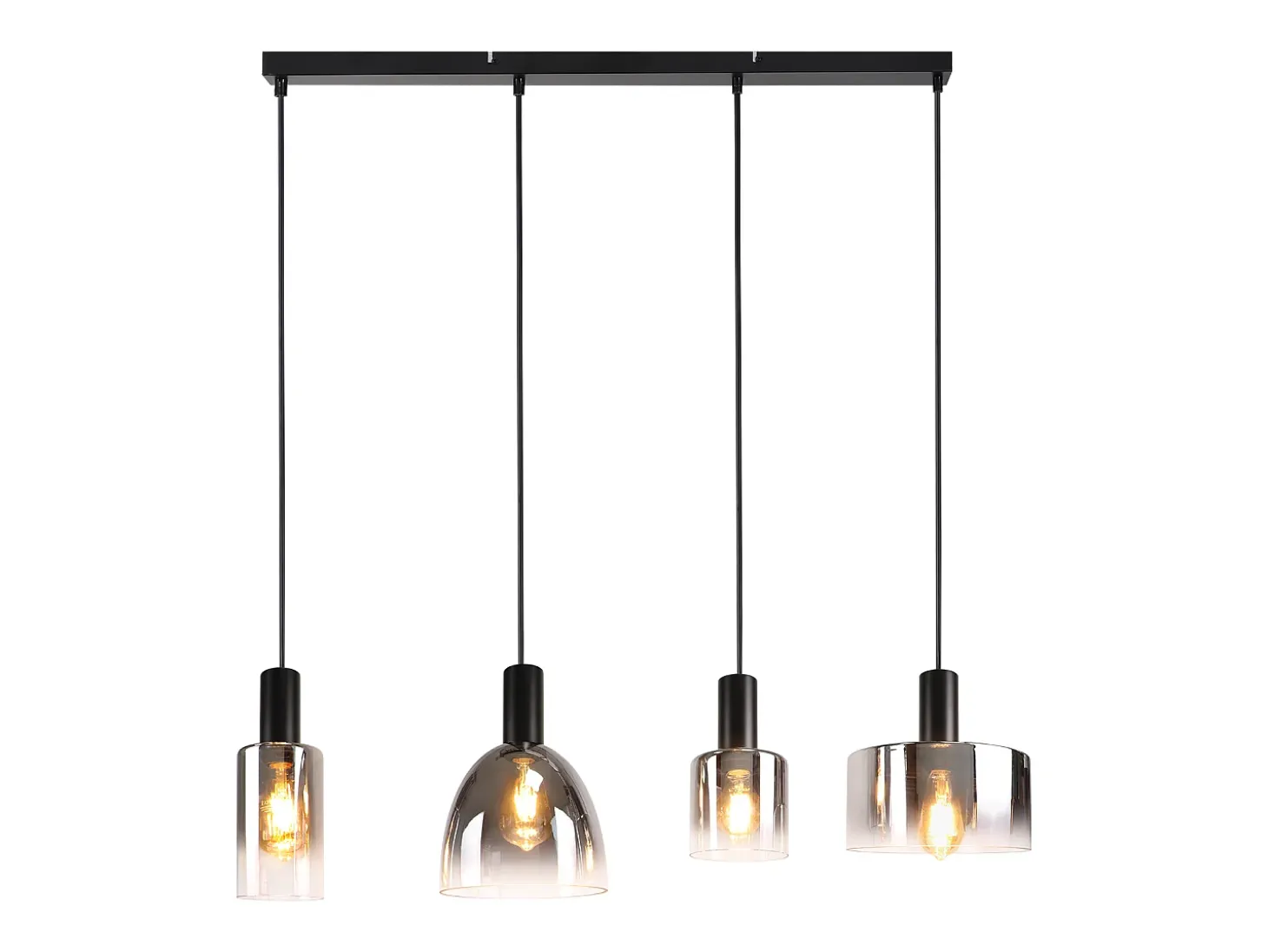 Lámpara colgante vintage para mesa de comedor, de cristal gris ahumado, E27, altura ajustable para sala de estar
