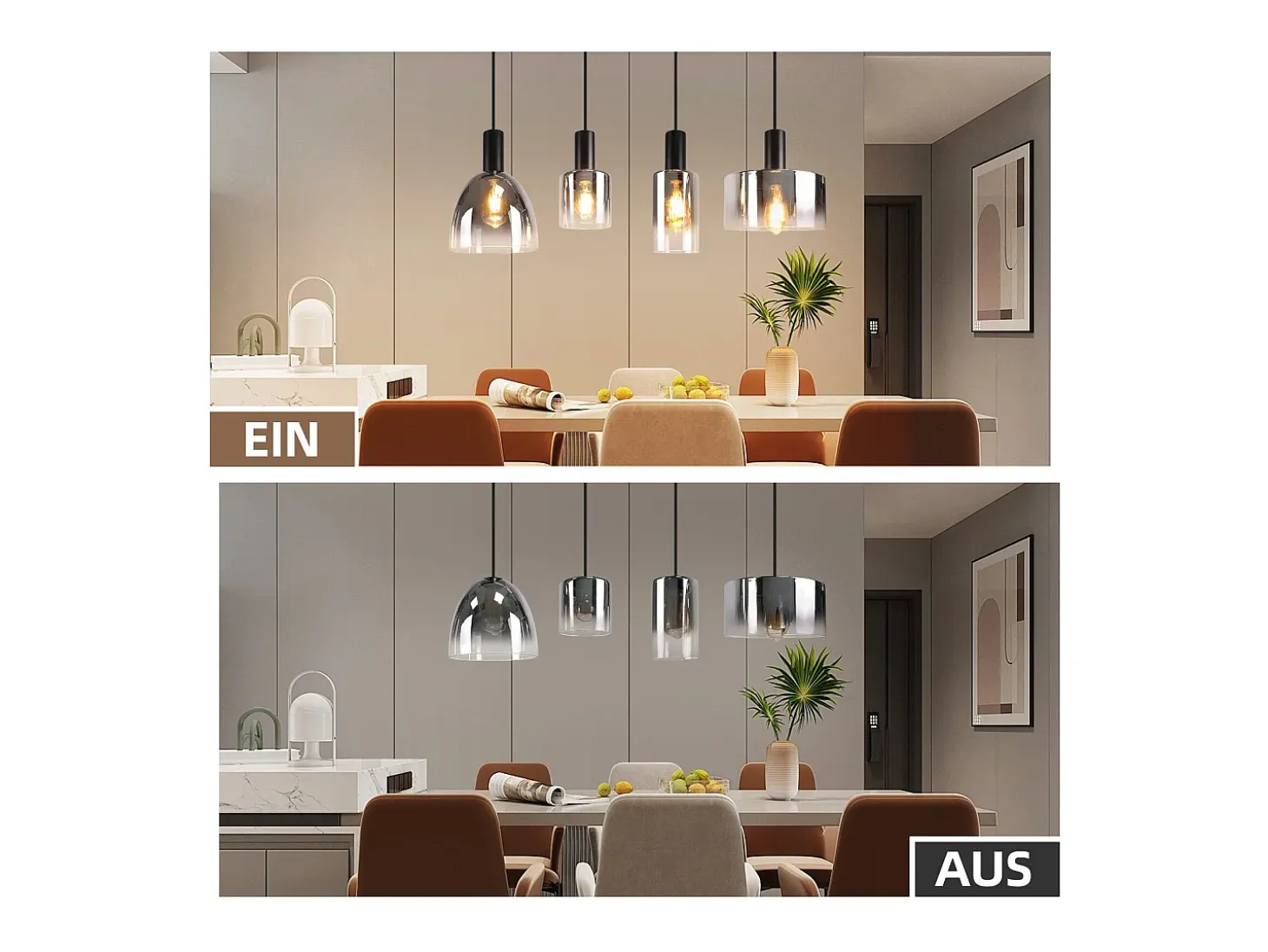 Lámpara colgante vintage para mesa de comedor, de cristal gris ahumado, E27, altura ajustable para sala de estar