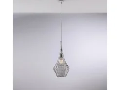 Lámpara colgante Zeus de hierro con cristal pyrex gris, 1 luz, 150 Ø20, BL270-S1-GR