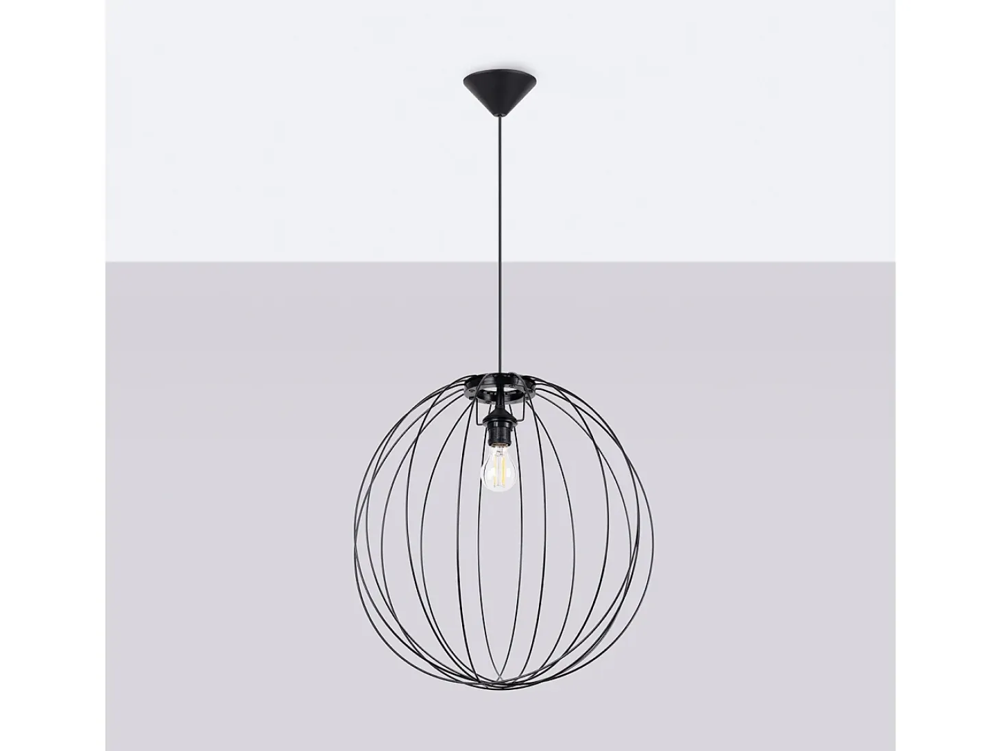 Lámpara Colgante Ziro Moderno De Acero - 1 Fuentes Luminosas - L.50 X A.110 Cm - Negro