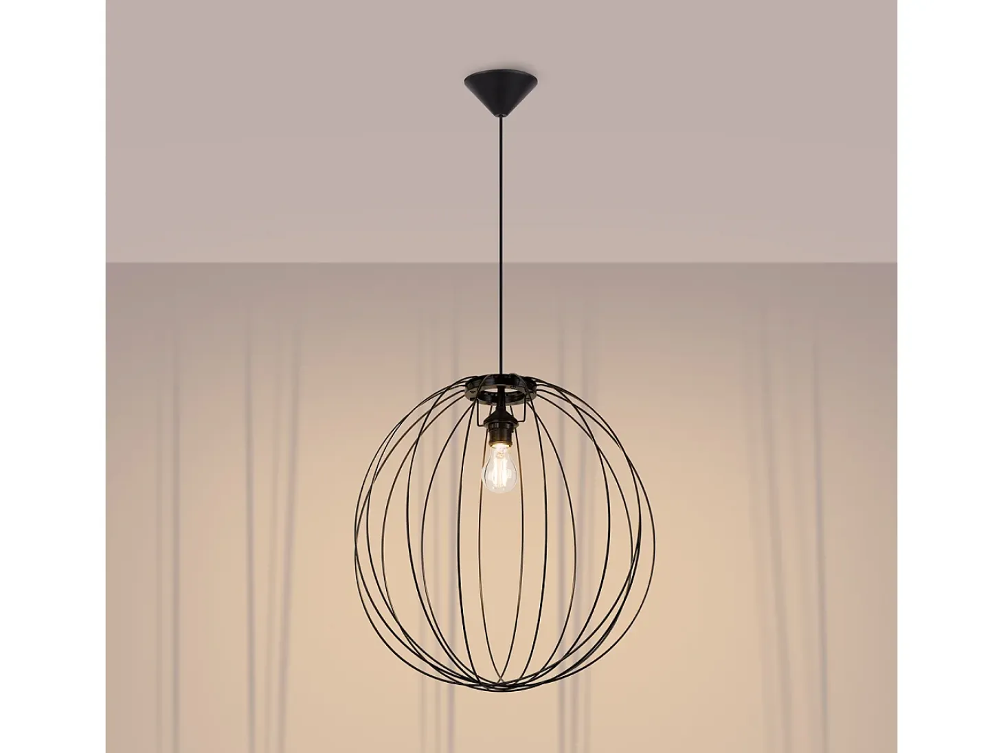 Lámpara Colgante Ziro Moderno De Acero - 1 Fuentes Luminosas - L.50 X A.110 Cm - Negro
