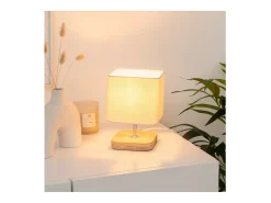 Lámpara con base de madera de estilo escandinavo 14.5 x 14.5 x 21 cm