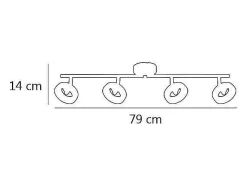 Lámpara de 4 luces alargada modelo Cedro acabado cromado 9 cm(alto)82 cm(ancho)11 cm(larg