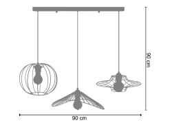 Lámpara de Araña TOSEL ,metal,Negro , A90xD30xP 90cm