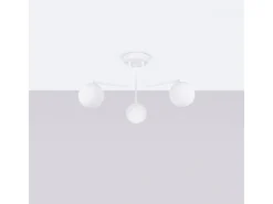 Lámpara De Araña Astral Minimalista De Acero/Vidrio - 3 Fuentes Luminosas - L.62 X A.29 Cm - Blanco