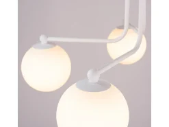 Lámpara De Araña Astral Minimalista De Acero/Vidrio - 5 Fuentes Luminosas - L.58 X A.29 Cm - Blanco