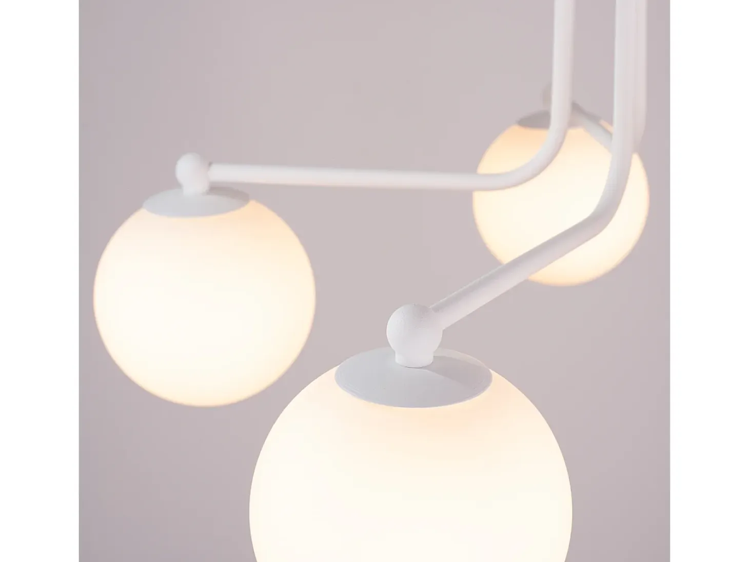 Lámpara De Araña Astral Minimalista De Acero/Vidrio - 5 Fuentes Luminosas - L.58 X A.29 Cm - Blanco