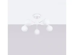 Lámpara De Araña Astral Minimalista De Acero/Vidrio - 5 Fuentes Luminosas - L.58 X A.29 Cm - Blanco