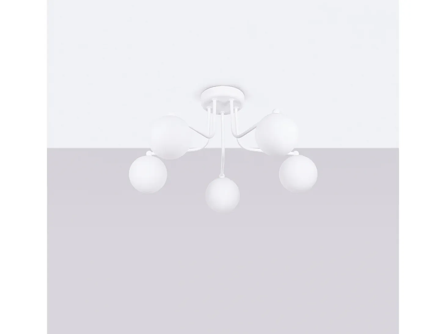 Lámpara De Araña Astral Minimalista De Acero/Vidrio - 5 Fuentes Luminosas - L.58 X A.29 Cm - Blanco
