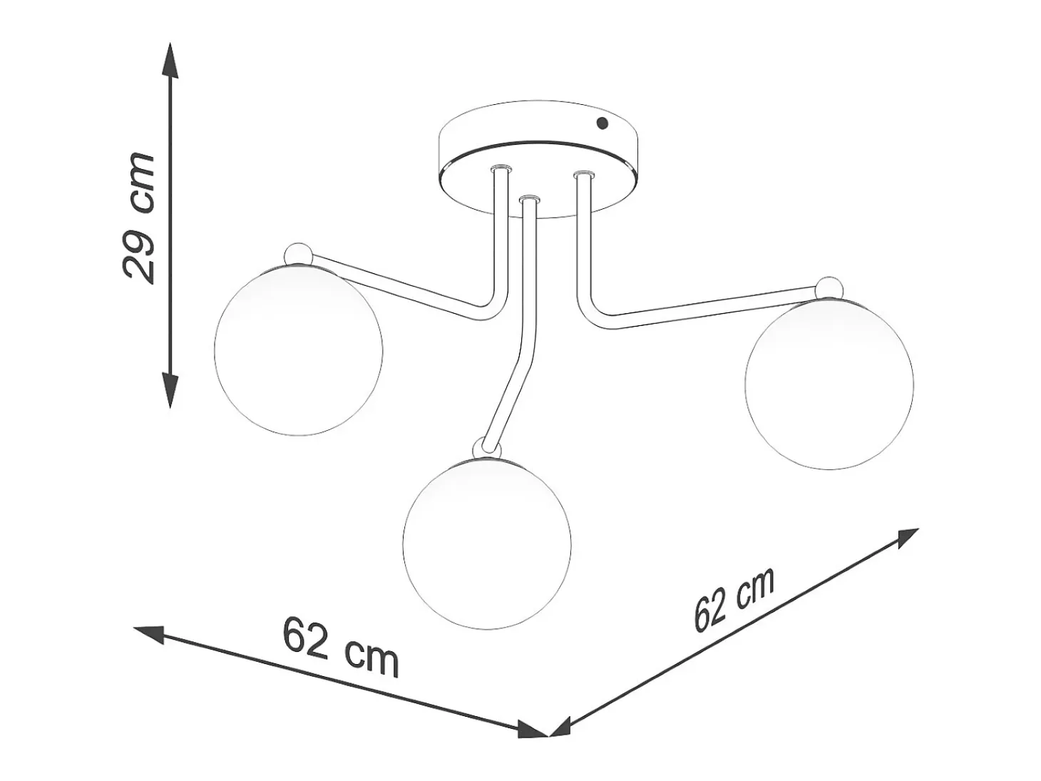 Lámpara De Araña Astral Minimalista De Acero/Vidrio - 3 Fuentes Luminosas - L.62 X A.29 Cm - Negro/Blanco