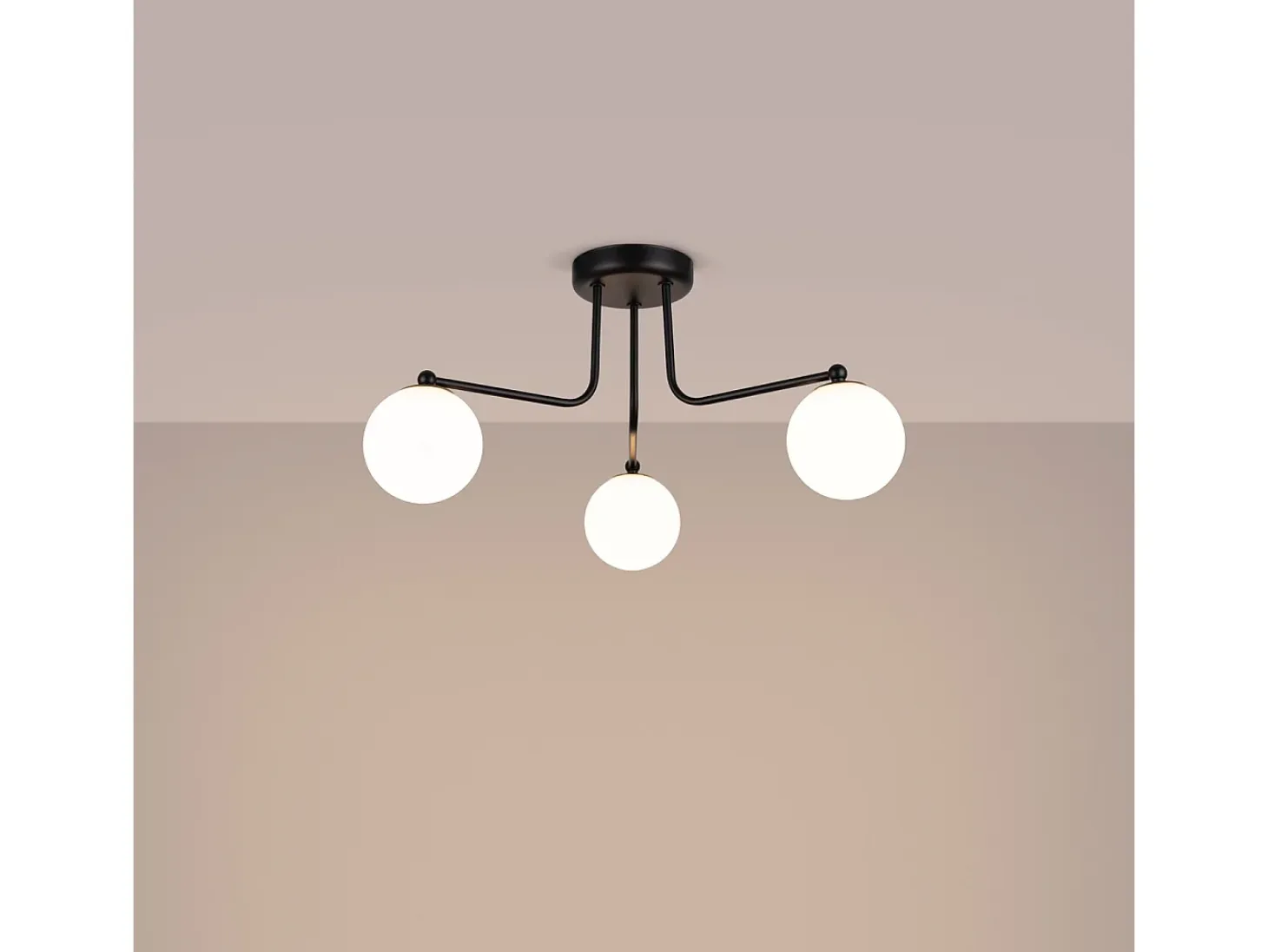 Lámpara De Araña Astral Minimalista De Acero/Vidrio - 3 Fuentes Luminosas - L.62 X A.29 Cm - Negro/Blanco