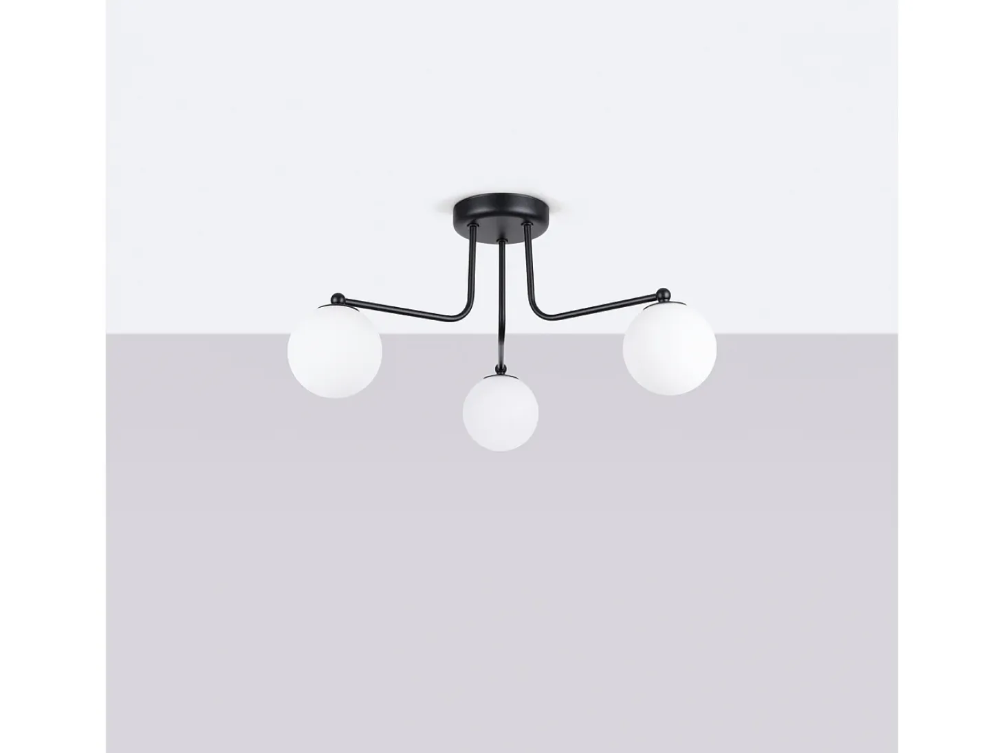 Lámpara De Araña Astral Minimalista De Acero/Vidrio - 3 Fuentes Luminosas - L.62 X A.29 Cm - Negro/Blanco