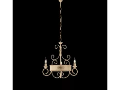 Lámpara de araña Baltimora de hierro lacado marfil, 3 luces, 113 cm, Ø54 cm, BL183-3-AV
